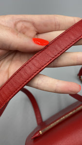 Chanel Red top handle stitched crossbody