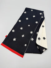 Load image into Gallery viewer, Gucci Back and White Bees scarf with red trim