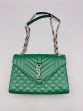 Load image into Gallery viewer, YSL Medium Emerald Green Cassandre flap on chain