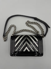 Load image into Gallery viewer, Chanel Small Chevron glitter black patent chain bag