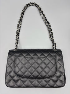 Chanel Double Flap Jumbo caviar with silver hardware