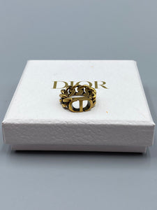 DIOR GOLD CD RING - size 6.25