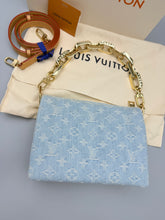 Load image into Gallery viewer, Louis Vuitton Coussin BB Sky Blue Denim with chain and strap