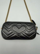 Load image into Gallery viewer, Gucci Triple Compartment Black Marmont crossbody on chain