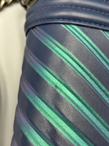 Chanel Old Medium Iridescent chevron blue boy bag