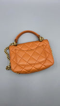 Load image into Gallery viewer, Chanel Orange Lambskin top handle crossbody on chain