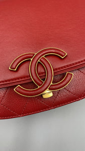 Chanel Red top handle stitched crossbody