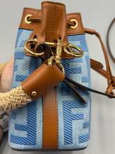 Load image into Gallery viewer, Fendi Tresor FF logo denim bucket bag with strap