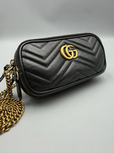 Load image into Gallery viewer, Gucci Triple Compartment Black Marmont crossbody on chain