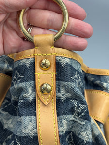 Louis Vuitton cabas denim striped tote with strap