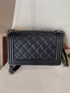 Chanel Black Medium Boy Bag with Ruthenium hardware