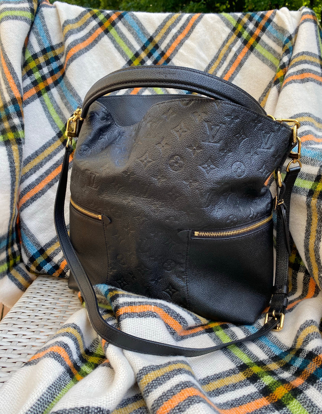 Louis Vuitton Melie Black Empreinte tote with strap