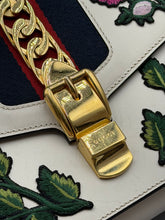 Load image into Gallery viewer, Gucci White Leather Embroidered Sylvie Shoulder Bag