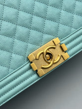 Load image into Gallery viewer, Chanel Tiffany Blue Caviar Medium Boy on chain