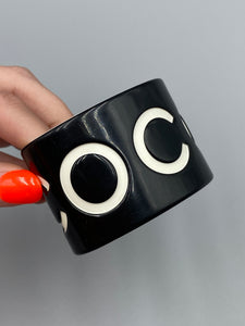 Chanel Black/White Resin Coco Cuff Bracelet