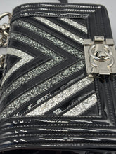 Load image into Gallery viewer, Chanel Small Chevron glitter black patent chain bag