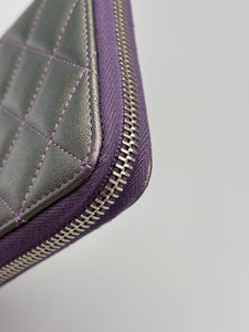Chanel Irredescent zippy wallet purple