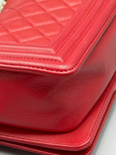 Load image into Gallery viewer, Chanel Red Lambskin Small Boy crossbody with GHW