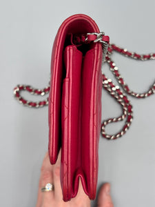 Chanel CC Fuschia Lambskin Wallet on Chain crossbody