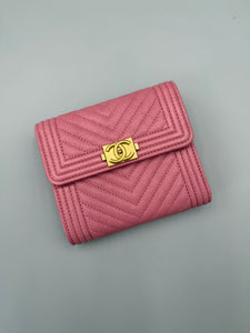 Chanel Trifold Pink Chevron boy wallet