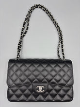 Load image into Gallery viewer, Chanel Double Flap Jumbo caviar with silver hardware