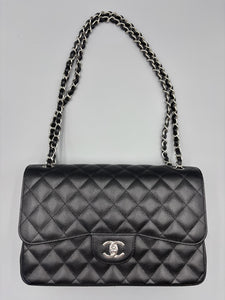 Chanel Double Flap Jumbo caviar with silver hardware