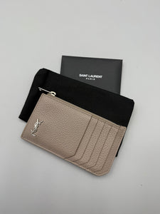YSL grey card holder long