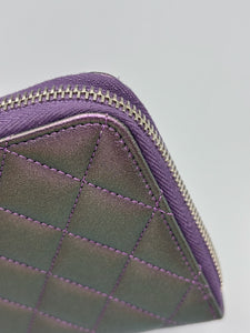 Chanel Irredescent zippy wallet purple