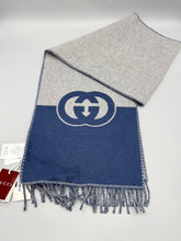 Load image into Gallery viewer, Gucci Blue and Grey Wool Scarf - NWT