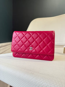 Chanel CC Fuschia Lambskin Wallet on Chain crossbody