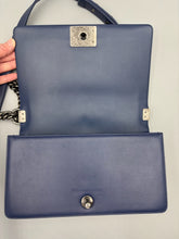 Load image into Gallery viewer, Chanel Old Medium Iridescent chevron blue boy bag