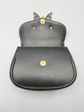 Load image into Gallery viewer, Gucci Black Calfskin Web Crystal Butterfly Stripe Small Totem with strap