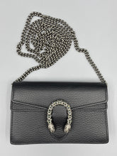 Load image into Gallery viewer, Gucci Black leather Super mini Dionysus crossbody on chain