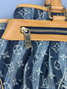 Louis Vuitton cabas denim striped tote with strap