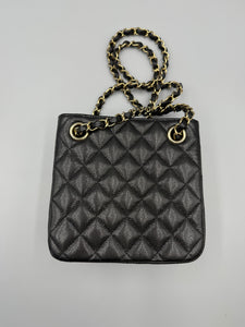 Chanel 22S Caviar Quilted Black Mini Bucket Crossbody Bag