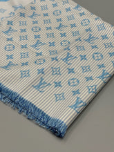 Load image into Gallery viewer, Louis Vuitton blue silk striped scarf with box