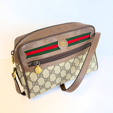Gucci vintage sherry line gg print camera crossbody bag