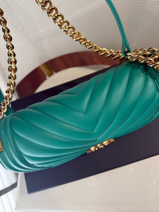 Chanel Teal Chevron old medium bag