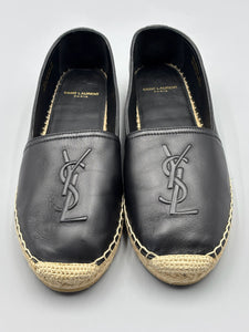 YSL black leather espadrilles - size 38 -  fit like a US 7