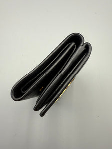 YSL trifold black leather snap wallet