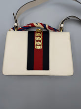 Load image into Gallery viewer, Gucci White Leather Embroidered Sylvie Shoulder Bag