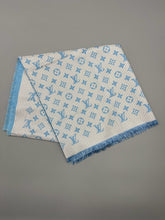 Load image into Gallery viewer, Louis Vuitton blue silk striped scarf with box