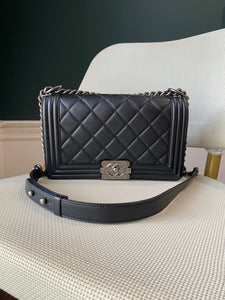 Chanel Black Medium Boy Bag with Ruthenium hardware