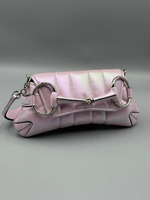 Gucci pink Irredescent Horsebit shoulder bag