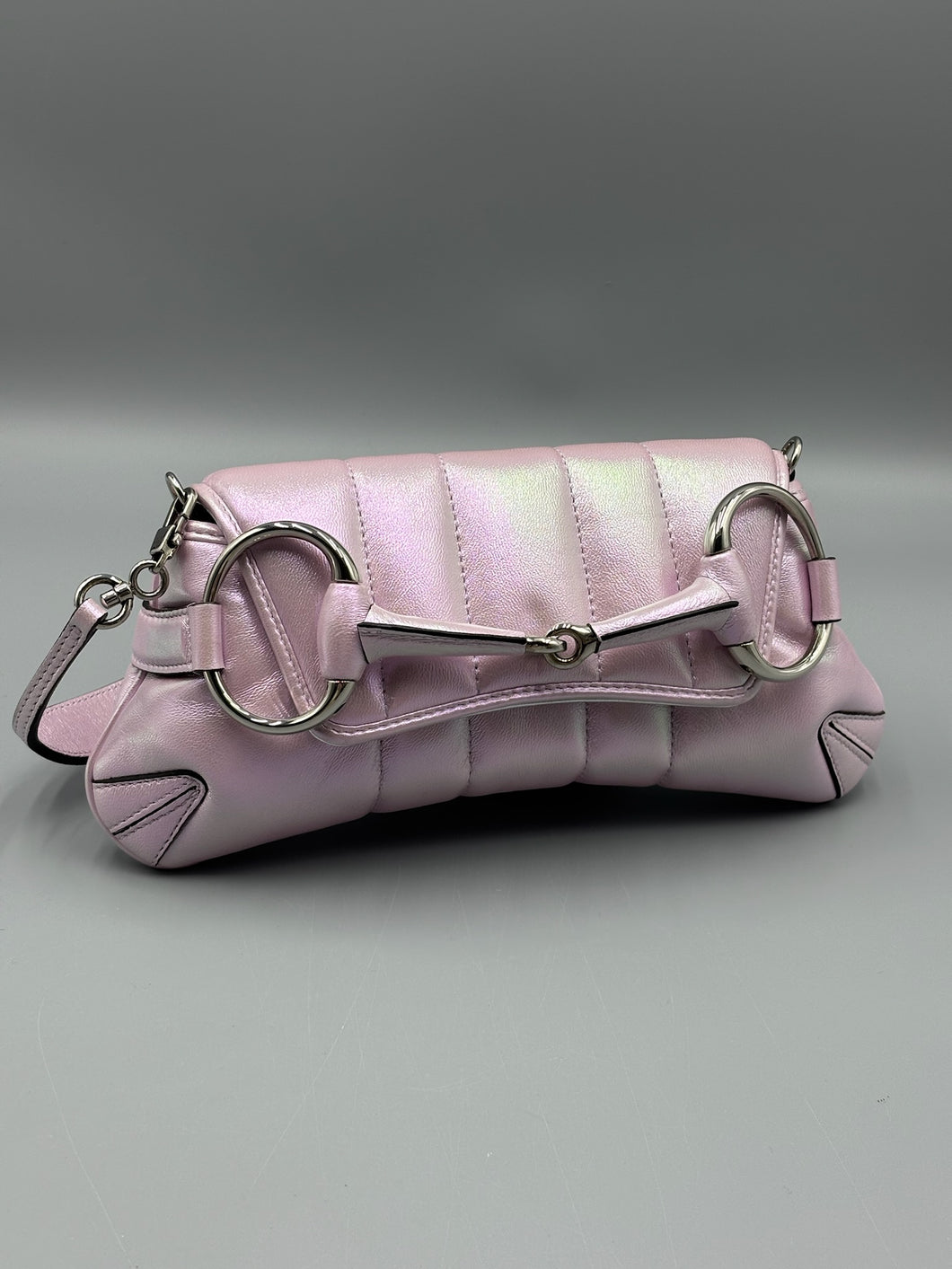 Gucci pink Irredescent Horsebit shoulder bag