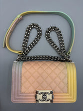 Load image into Gallery viewer, Chanel Small Boy Rainbow Quilted Cuba caviar on chain
