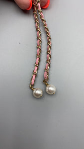 Chanel Long Drop CC w Pink chain link and pearl earrings