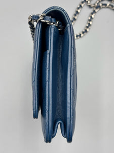 Chanel CC Navy Blue Lambskin Wallet on Chain crossbody