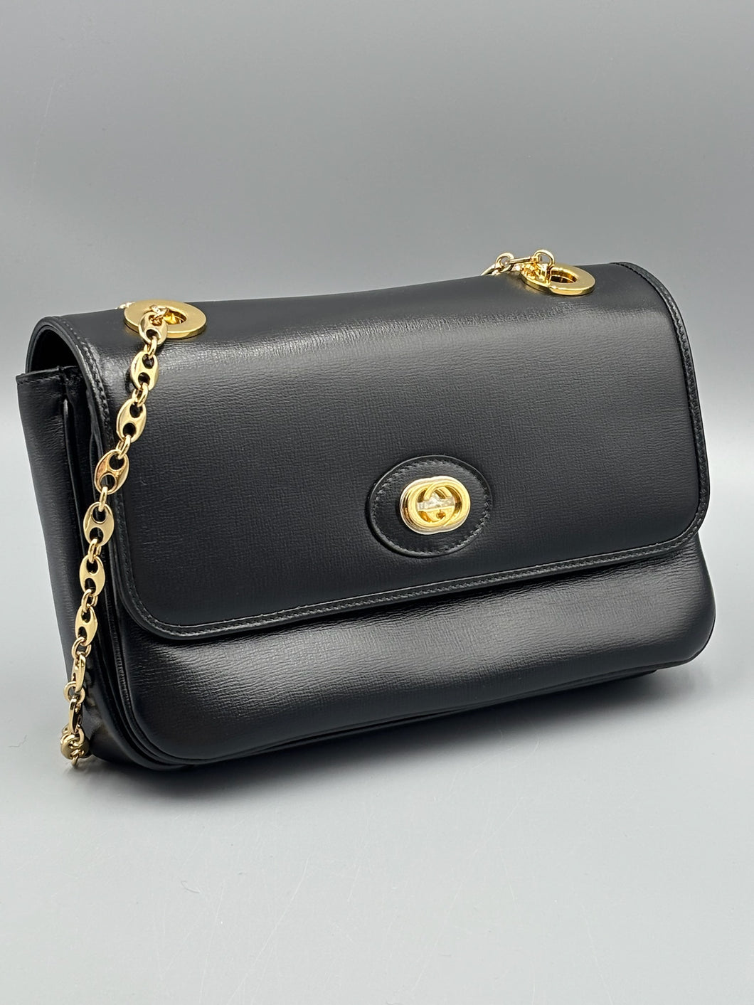 Gucci Azalea Calfskin Small Marina Chain Shoulder Bag Black