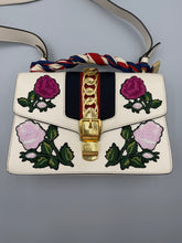 Load image into Gallery viewer, Gucci White Leather Embroidered Sylvie Shoulder Bag